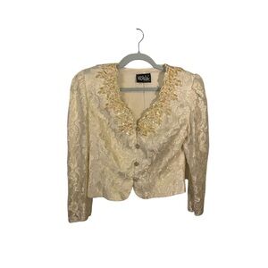 Ursula of Switzerland Vintage Cream Women's Jacket with Gold Accents